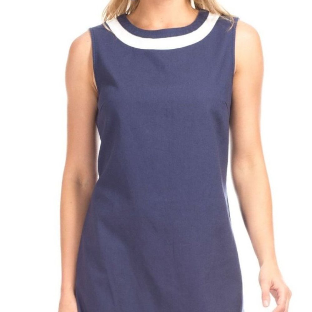 Duffield Lane Linen Charlotte Shift In Navy/White
